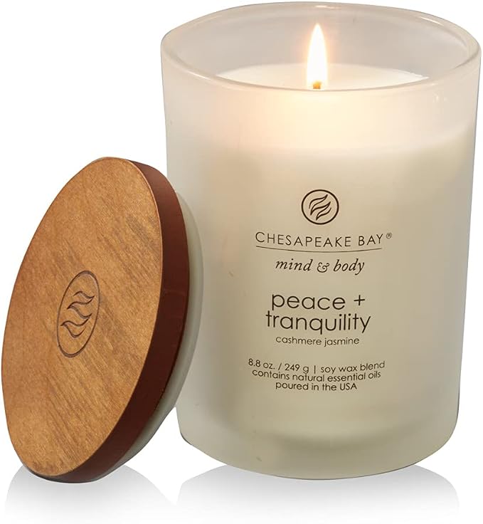Chesapeake Bay Medium Jar Candles Duo - Peace + Tranquility (Cashmere Jasmine) and Serenity + Calm (Lavender Thyme) Home Decor