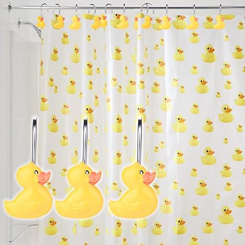 AGPtek Duck Shower Curtain Hooks, 12PCS Yellow Duck Resin Hooks