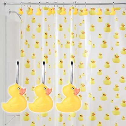 AGPtek Duck Shower Curtain Hooks, 12PCS Yellow Duck Resin Hooks