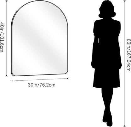 FORBATH Arched Mirror 30x40 Inch, Black Arched Bathroom Mirror Wall Mounted Modern Black Aluminum Frame Decor Large Dresser, for Bedroom Living Room Entryway, Hanging or Leaning Against Wall