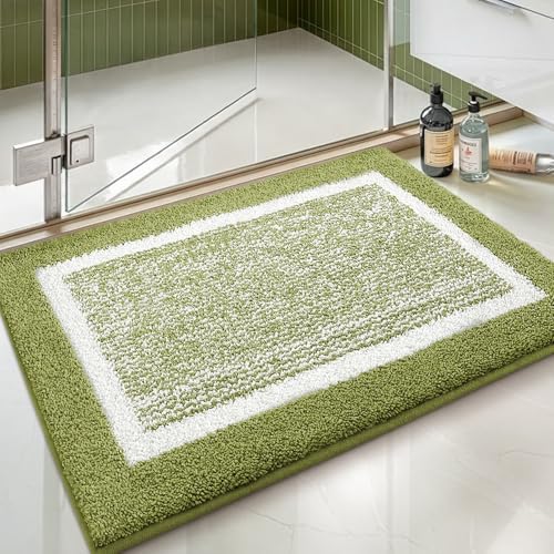 Color&Geometry Simple and Stylish Bathroom Rugs for Bathroom, 20"x32",Green