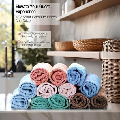 Living Fashions Washcloths, 13" x 13" Washcloths 12 Pack, Face Towels