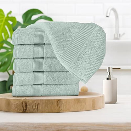 Belizzi Home Ultra Soft 6-Piece Hand Towel Set 16x28-100% Ringspun Cotton - Durable & Highly Absorbent Hand Towels - Ideal for use in Bathroom, Kitchen, Gym, Spa & General Cleaning - Sea Green