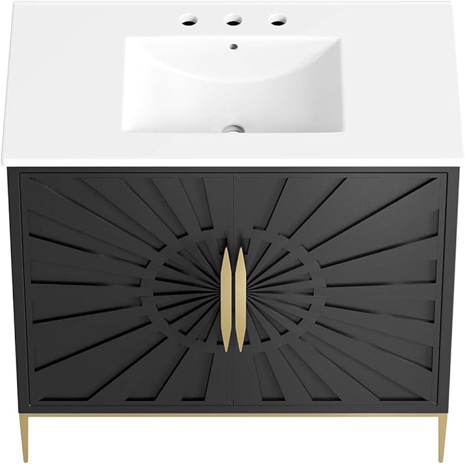 Modway Awaken Bathroom Vanity Cabinet, 36", White Black