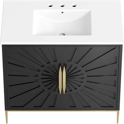 Modway Awaken Bathroom Vanity Cabinet, 36", White Black