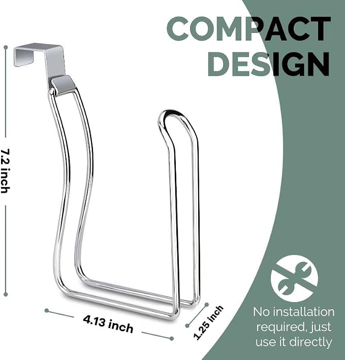 Over the Tank Toilet Paper Holder, Metal Toilet Paper Holder, Chrome | Toilet Paper Roll Holder, Bathroom Toilet Paper Storage, Space Saving for Bathroom