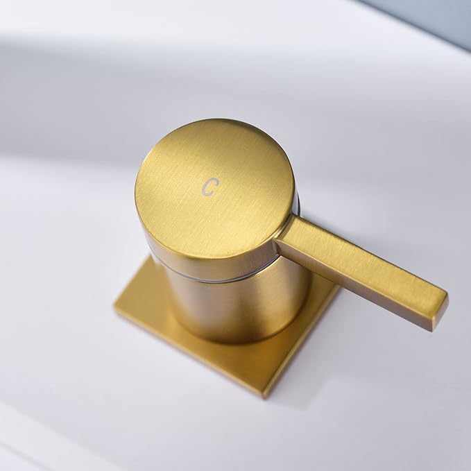 Luxury Brass Widespread Bathroom Sink Faucets for 3 Hole 2-Handle 8 Inch Deck Vanity Faucet & Stainless Steel Pop-up Drain Assembly, Brushed Brass Gold