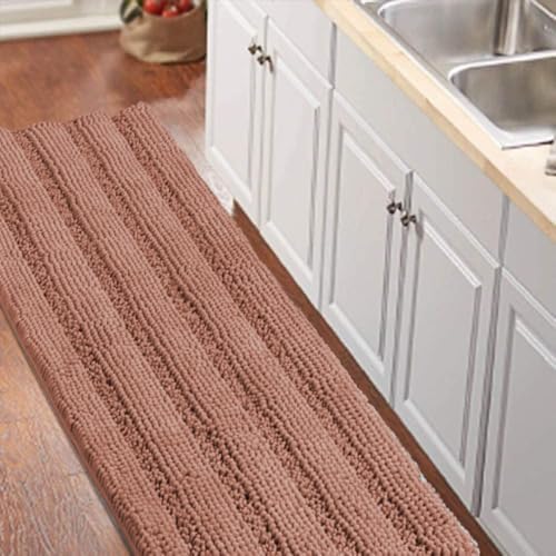 Turquoize Bathroom Runner Rug 20"x59", Soft Absorbent Chenille Bath Rug