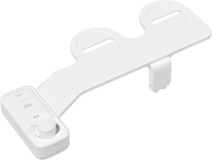 Ultra-Slim Bidet Attachment, Self-Cleaning Dual Nozzle (Feminine/Posterior Wash), Accessibility-Enhanced Large Buttons, Quick-Release, Non-Electric Fresh Water System with Adjustable Pressure