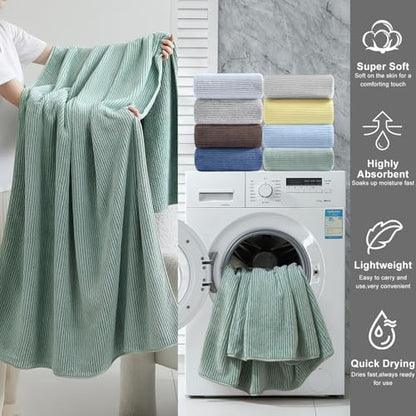 4 Piece Bath Towel Set 35"x70"Oversized Bath Towel for Bathroom Ultra Soft Fluffy Extra Large Bath Sheet Luxury Premium Bathroom Towel Highly Absorbent Quick Dry Shower Towel for Hotel Spa,Green