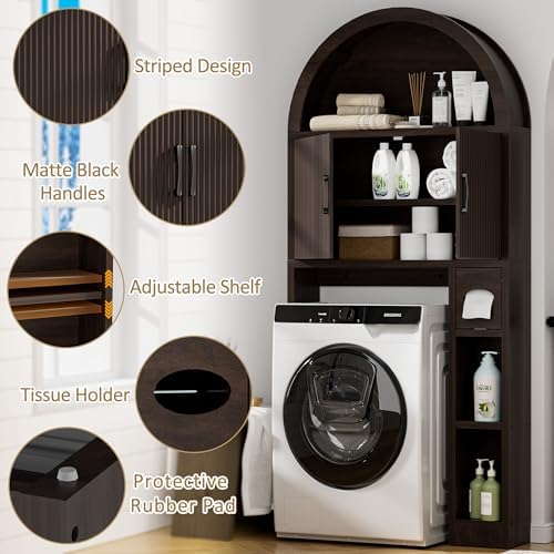 Spurgehom Over Toilet Storage Cabinet, Bathroom Arch Organizer, Coffee