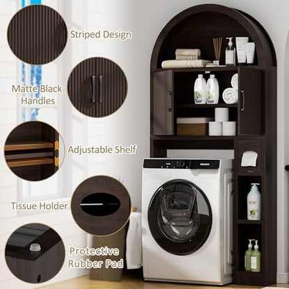 Spurgehom Over Toilet Storage Cabinet, Bathroom Arch Organizer, Coffee