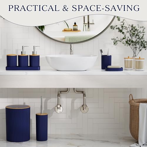 Navy Blue Bathroom Accessories Set, 10PC Bathroom Decor Sets