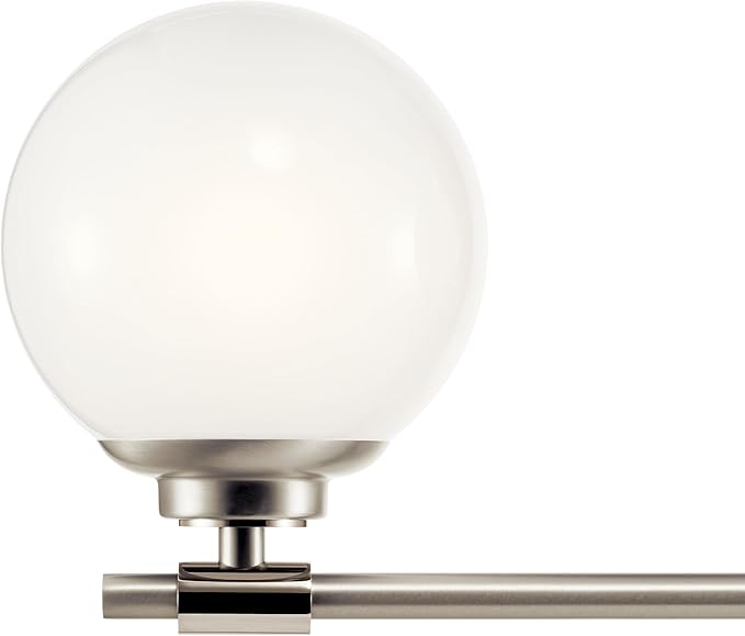 Kichler Benno 3-Light Vanity, Modern Light with Opal Glass in Polished Nickel and Brushed Nickel, for Bathroom or Powder Room (8.75" x 24.5"), 55172PN