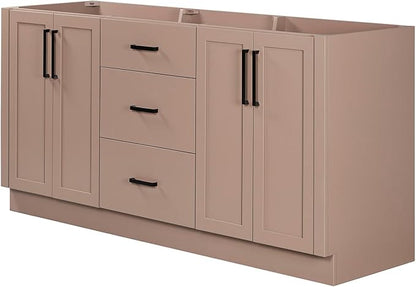 ARIEL Loren 72-inch Bathroom Vanity with Sink,Solid Wood, 1.5-inch Carrara White Quartz Countertop, Double Rectangular Porcelain Sink, 4 Soft Closing Doors, 3 Dovetail Drawers, Mocha