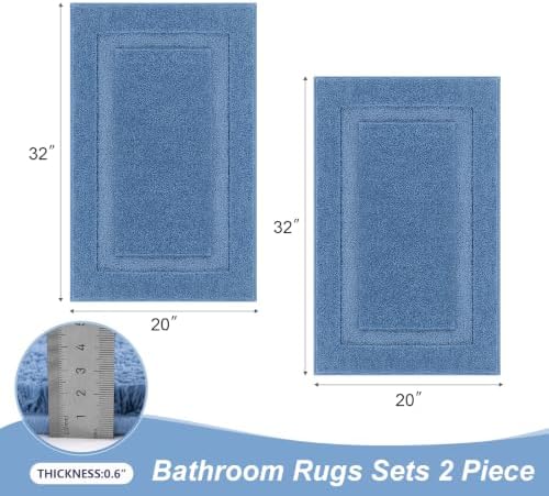 SHACOS Soft Microfiber Blue Bathroom Rugs Sets 2 Pieces 32x20 inch