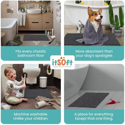 Standard Chenille Bath Mats 34"x21", Plush Absorbent Quick Dry, Soft & Machine Washable, Non Slip Carpet for Bathroom, Thick Bathroom Rugs, Shower Restroom Rug Mat, Alfombras De Bano, Bathrugs