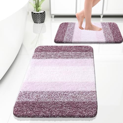OLANLY Micorfiber Bathroom Rug Set 2 Piece, 30"x20"+24"x16"