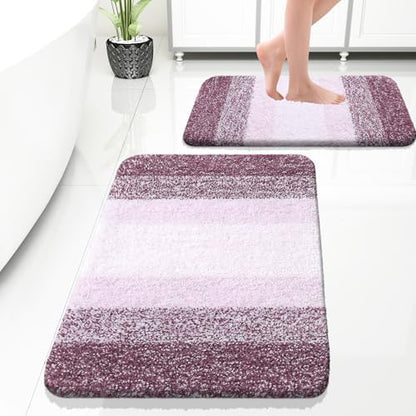 OLANLY Micorfiber Bathroom Rug Set 2 Piece, 30"x20"+24"x16"