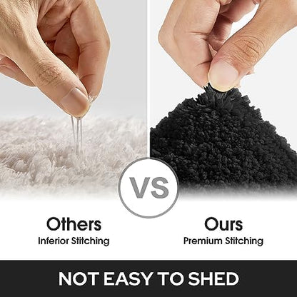 HOMEIDEAS Bathroom Rugs Sets 2 Piece, Super Soft Non Slip Bath Mat Black