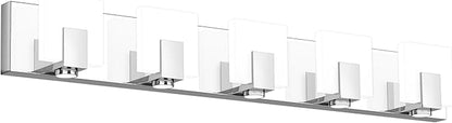 SOLFART Vanity Lights for Bathroom Dimmable Modern LED Chrome Bathroom Lighting Over Mirror 5 Light