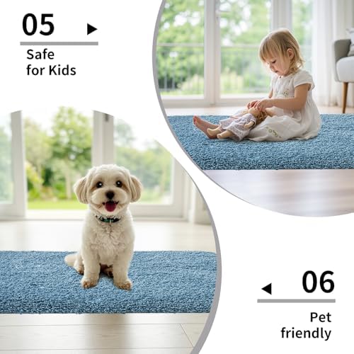 Disolla Blue Bathroom Rug 17x24 - Non-Slip Plush Small Bath Mat, Highly Absorbent & Ultra Soft Fluffy Floor Mat, Machine Washable for Shower and Tub