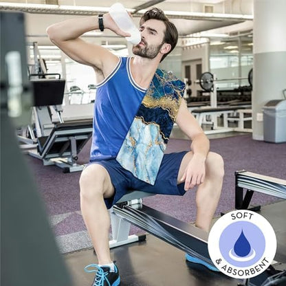 White Blue Gold Marble Hand Towels for Bathroom, Abstract Bath Towel Set of 2 Soft Kitchen Tea Dish Towels Decorative Fingertip Towels for Guest Gym Spa 14"x28"