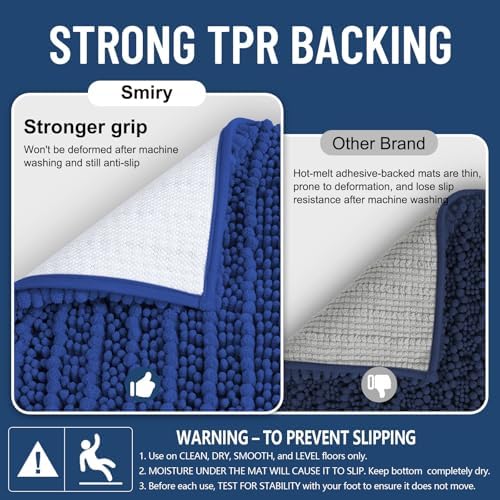 Smiry Bathroom Rugs 48X32, Extra Soft Rubber Backing Chenille Bath Mats