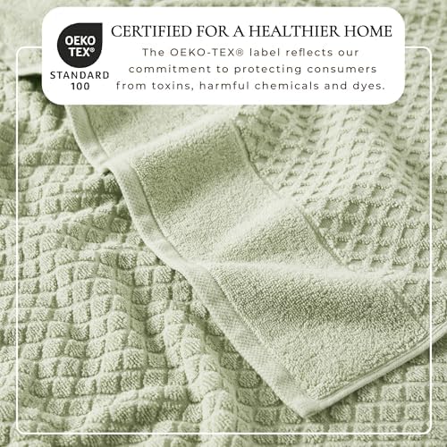 Great Bay Home Bath Towels - 100% Cotton 4 Pack 54x27 Bath Towel Set - Absorbent, Durable, Quick-Dry Towels for Bathroom (Pale Green)