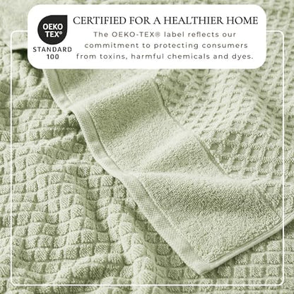 Great Bay Home Hand Towels - 100% Cotton 6 Pack 26x16 Hand Towel Set - Absorbent, Durable, Quick-Dry Towels for Bathroom (Pale Green)