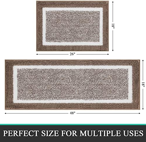 Pauwer Bathroom Rugs Sets 2 Piece, Non Slip Washable Bath Mat, Coffee