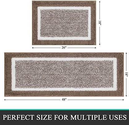 Pauwer Bathroom Rugs Sets 2 Piece, Non Slip Washable Bath Mat, Coffee