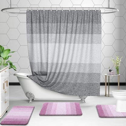 OLANLY Micorfiber Bathroom Rug Set 2 Piece, 47"x20"+24"x16"