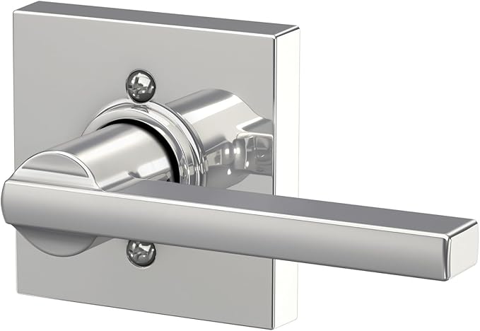 Schlage F10 LAT 625 COL Latitude Lever with Collins Trim Hall & Closet Passage Door Lock, Bright Chrome
