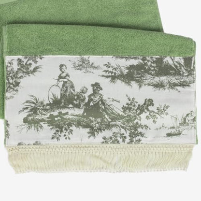 2 Pack Sage Green Hand Towels with Tassels for Bathroom Kitchen Decor, 13x32Inch 100% Cotton Ultra Soft Highly Absorbent,Farmhouse Vintage Towels for French Country Decor