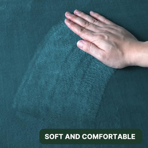H.VERSAILTEX Bath Mat Memory Foam Flannel Velvety Bathroom Rug Set Luxury Extra Soft and Absorbent Non Slip Rugs (Curved Set 20"x 32" Plus 20"x 20"U, Dark Teal)