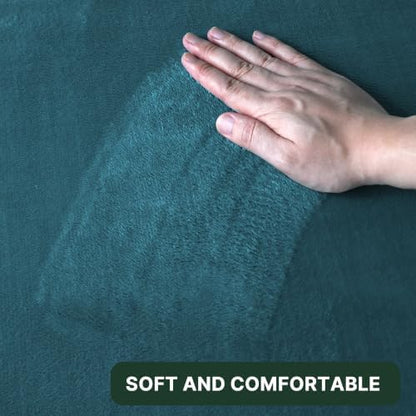 H.VERSAILTEX Bath Mat Memory Foam Flannel Velvety Bathroom Rug Set Luxury Extra Soft and Absorbent Non Slip Rugs (Curved Set 20"x 32" Plus 20"x 20"U, Dark Teal)