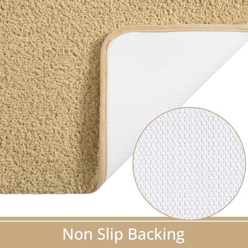 LOCHAS Bathroom Rugs 36x24 Inch, Microfiber Bath Rug Non Slip, Beige