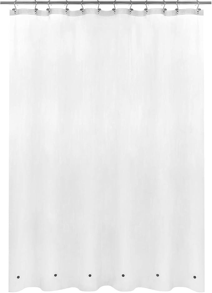 Mrs Awesome Short Shower Curtain Liner with 6 Magnets 72 x 66 inch, Frost | Thick PEVA Heavy Duty, 12 Rustproof Grommets,Waterproof Frosted Shower Curtain Plastic 72x66 for Bathroom Short Size