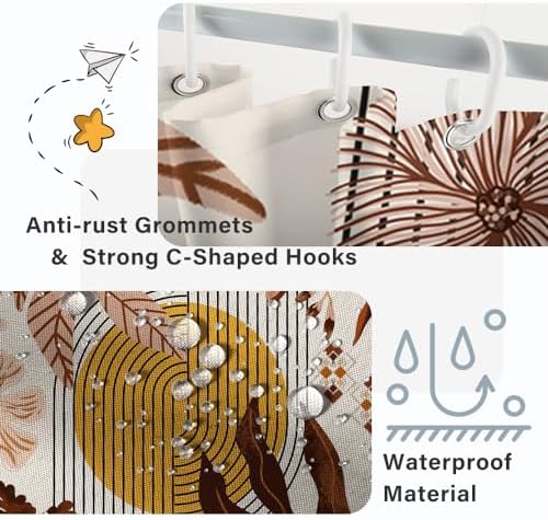 Boho Brown Shower Curtain for Bathroom 54x72 Inch