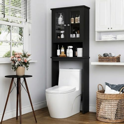 Over the Toilet Storage Cabinet, Bathroom Storage Cabinet, Black