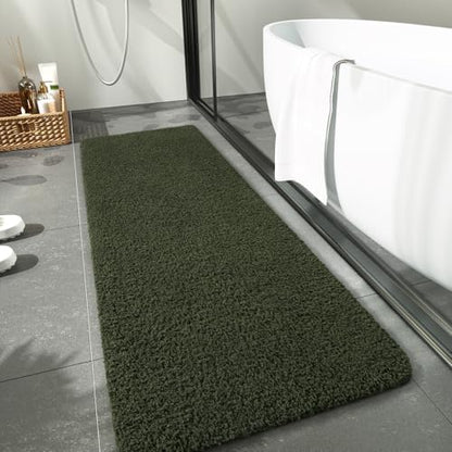 LOCHAS Bathroom Rug Runner 24x70 Inch, Bath Rugs Non Slip, Olive Green