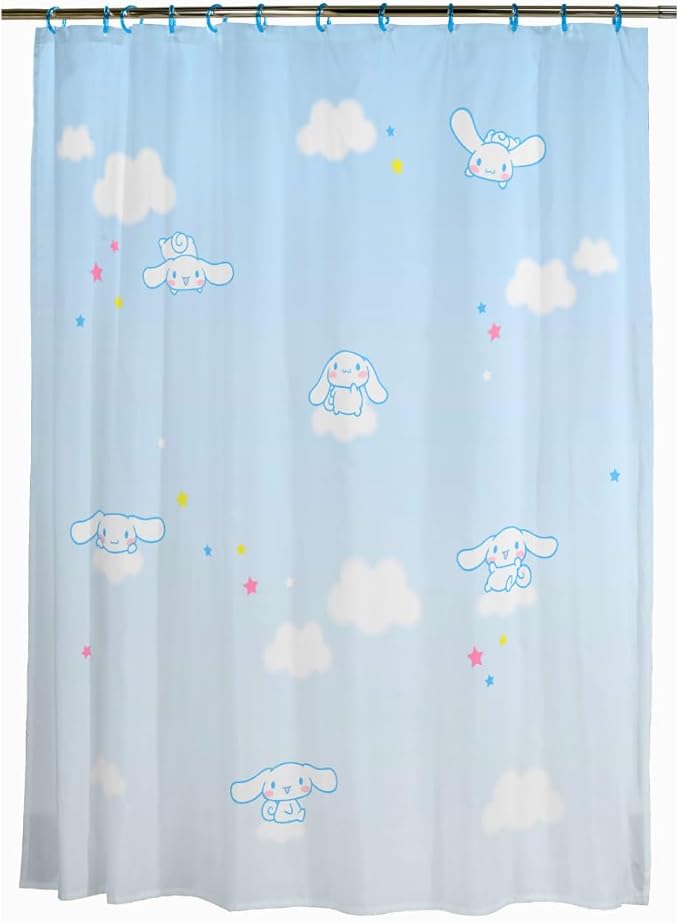 Cinnamoroll 13-Piece Shower Curtain Set, 72 x 72 Inch Fabric Curtain with Hooks, Bathroom Decor, Machine Washable, (100% Officially Licensed Product) by Franco Collectibles