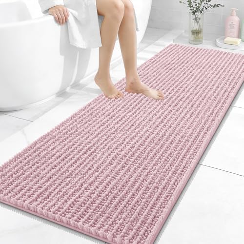 OLANLY Bathroom Runner Rugs 59x24, Thick Soft Absorbent Chenille Bath Rugs
