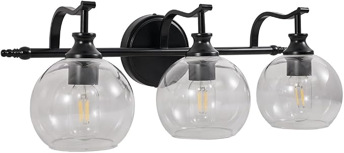 ANDY STAR Black Bathroom Light Fixture, 3 Light Vanity Lights, Rustproof Wall Lights Over Mirror, Rustic Wall Mounted Lamp, Modern Wall Sconces for Mirror, Powder Room, Bedroom