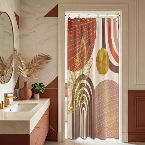 Burnt Orange Stall Shower Curtain, 36X72 in Narrow Small, Mid Century