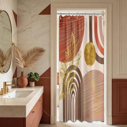 Burnt Orange Stall Shower Curtain, 36X72 in Narrow Small, Mid Century