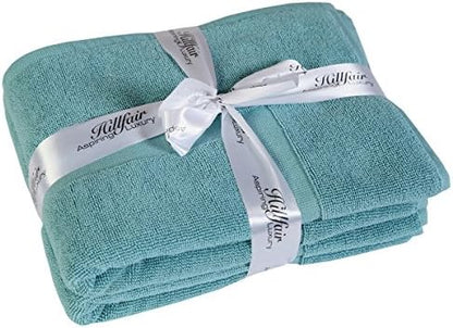 HILLFAIR 900 GSM 100% Cotton Floor Towels - 2 Piece Towels Set - Sea Green