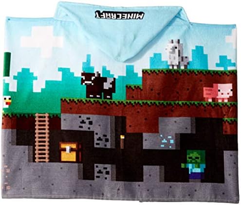 Jay Franco Minecraft Creeper Kids Hooded Towel Poncho, 100% Cotton