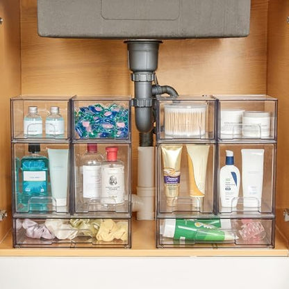 Vtopmart Clear Stackable Storage Drawers Set of 8, Plastic Organizer Bins